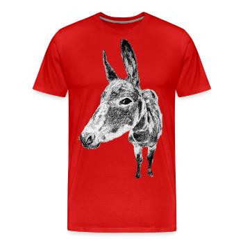 Esel - Männer Premium Bio T-Shirt - Rot - Vorne - Damien (186cm)