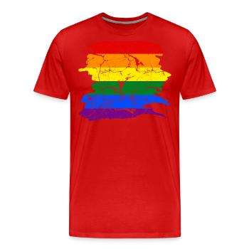 Drapeau arc-en-ciel Fierté LGBT - T-shirt bio Premium Homme - rouge - Devant - Damien (186cm)