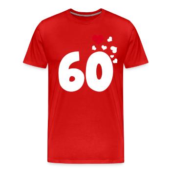 60 hearts 60th birthday - Men's Premium Organic T-Shirt - red - Front - Damien (186cm)
