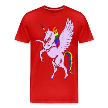 Unicorn - Men's Premium Organic T-Shirt - red - Front - Damien (186cm)