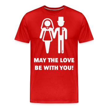 Que l’amour soit avec vous ! (Mariage / Mariage / F) - T-shirt bio Premium Homme - rouge - Devant - Damien (186cm)