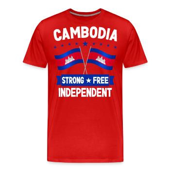 Cambodia - Men's Premium Organic T-Shirt - red - Front - Damien (186cm)