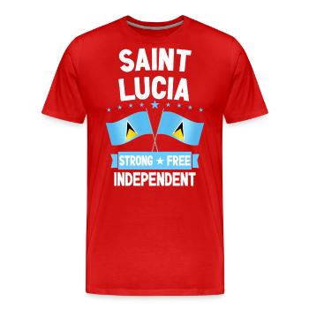 Saint Lucia - Men's Premium Organic T-Shirt - red - Front - Damien (186cm)