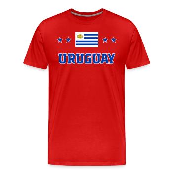 Uruguay - Men's Premium Organic T-Shirt - red - Front - Damien (186cm)
