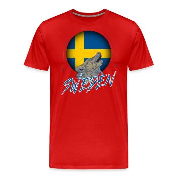 Suède - T-shirt bio Premium Homme - rouge - Devant - Damien (186cm)