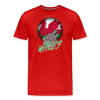 Wales - Men's Premium Organic T-Shirt - red - Front - Damien (186cm)