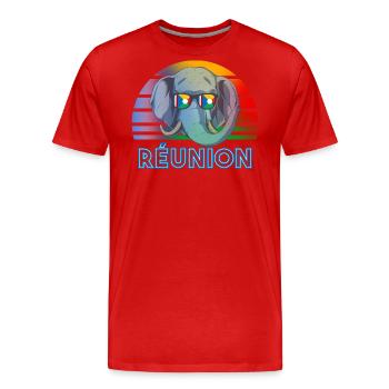 Réunion - T-shirt bio Premium Homme - rouge - Devant - Damien (186cm)