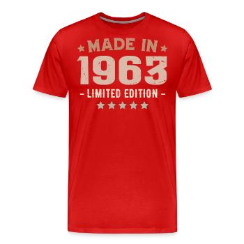 Hergestellt 1963 Geburtstagsgeschenk 1963 Jahrgang 1963 - Männer Premium Bio T-Shirt - Rot - Vorne - Damien (186cm)