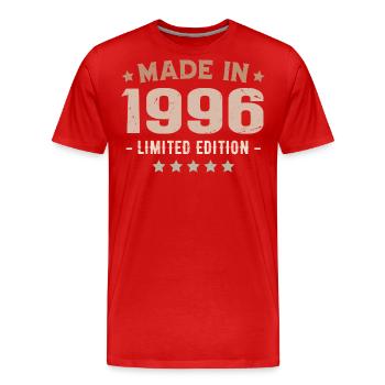 Baujahr 1996 Geburtstagsgeschenk 1996 Jahrgang 1996 - Männer Premium Bio T-Shirt - Rot - Vorne - Damien (186cm)