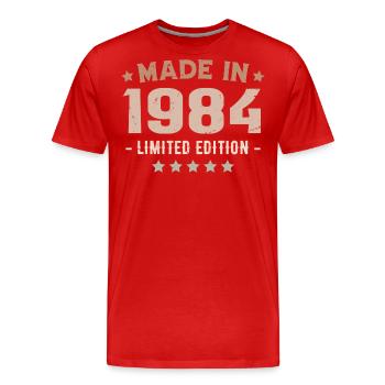 Baujahr 1984 Jubiläumsgeschenk 1984 Jahrgang 1984 - Männer Premium Bio T-Shirt - Rot - Vorne - Damien (186cm)