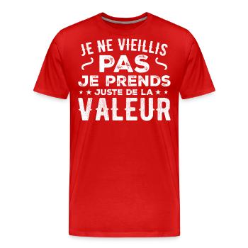 Ich werde nicht alt, ich steigere nur an Wert - Männer Premium Bio T-Shirt - Rot - Vorne - Damien (186cm)