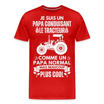 Father's Day T-Shirt - Dad Driving Tractor - Men's Premium Organic T-Shirt - red - Front - Damien (186cm)