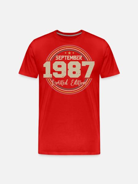 September 1987 Birthday Gift 1987 - Men's Premium Organic T-Shirt - red