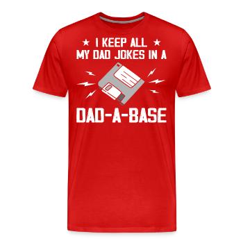 I Keep All My Dad Jokes In A Dad-A-Base - Vintage - T-shirt bio Premium Homme - rouge - Devant - Damien (186cm)