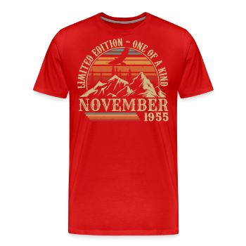 Geboren im November 1955 - Geburtstag November 1955 - Männer Premium Bio T-Shirt - Rot - Vorne - Damien (186cm)