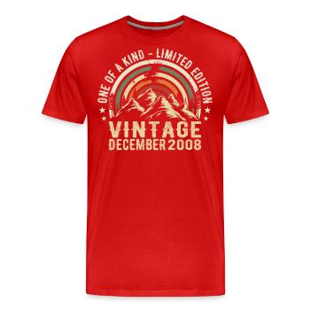 Dezember 2008 - Ausgezeichnet seit Dezember 2008 - Männer Premium Bio T-Shirt - Rot - Vorne - Damien (186cm)