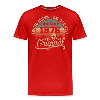Januar 1976 I Geburtstage geboren im Januar 1976 - Männer Premium Bio T-Shirt - Rot - Vorne - Damien (186cm)