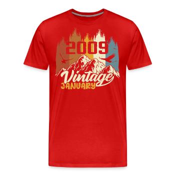 Anniversaire Janvier 2009 - Cadeau Janvier 2009 - T-shirt bio Premium Homme - rouge - Devant - Damien (186cm)