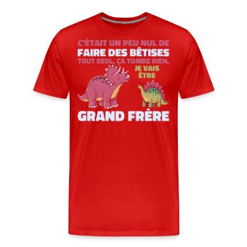 Zukunft Big Brother Dinosaurier Big Brother Geschenk - Männer Premium Bio T-Shirt - Rot - Vorne - Damien (186cm)