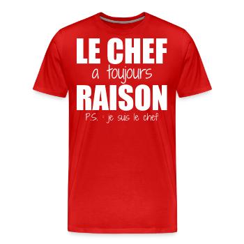 Der Koch hat immer Recht, ich bin der Humorkoch - Männer Premium Bio T-Shirt - Rot - Vorne - Damien (186cm)