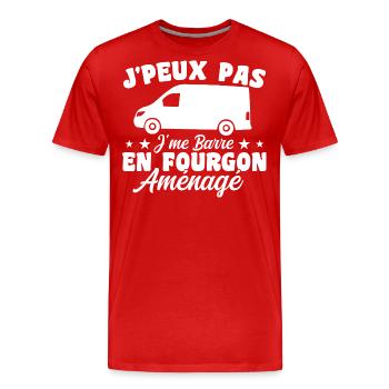 J'peux pas j'me barre en fourgon aménagé - T-shirt bio Premium Homme - rouge - Devant - Damien (186cm)