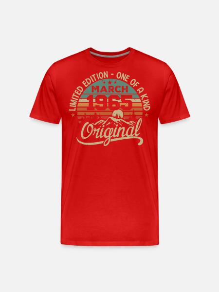 Original March 1965 Birthday Gift March 1965 - Men's Premium Organic T-Shirt - red