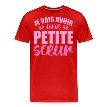 Ich werde eine kleine Schwester haben - Männer Premium Bio T-Shirt - Rot - Vorne - Damien (186cm)