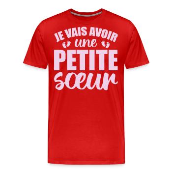 Ich werde eine kleine Schwester haben - Männer Premium Bio T-Shirt - Rot - Vorne - Damien (186cm)