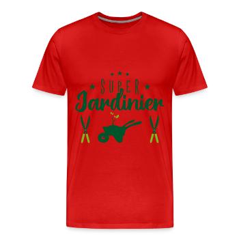 super jardinier - T-shirt bio Premium Homme - rouge - Devant - Damien (186cm)