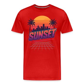 Retro Sunset - 80s Style - Men's Premium Organic T-Shirt - red - Front - Damien (186cm)