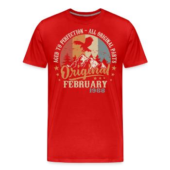 Février 1988 - Né en Février 1988 - T-shirt bio Premium Homme - rouge - Devant - Damien (186cm)