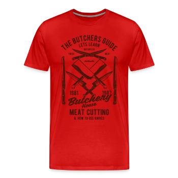 Butcher Design Craft Knife Meat 1981 1987 - Men's Premium Organic T-Shirt - red - Front - Damien (186cm)