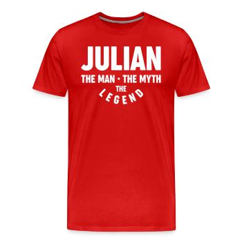 Julian Der Mann Der Mythos Die Legende - Name Julian - Männer Premium Bio T-Shirt - Rot - Vorne - Damien (186cm)