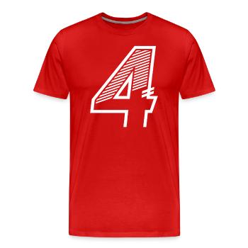 Nummer 4 Sporttrikot 4. Geburtstag - Männer Premium Bio T-Shirt - Rot - Vorne - Damien (186cm)