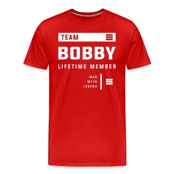 Team Bobby Lebenslanges Mitglied Lustiger Name Bobby - Männer Premium Bio T-Shirt - Rot - Vorne - Damien (186cm)