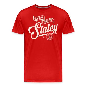 Nom Staley Custom - Staley - T-shirt bio Premium Homme - rouge - Devant - Damien (186cm)