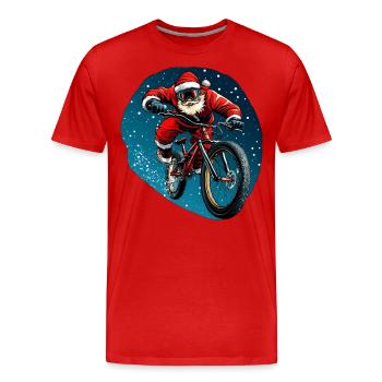 Downhiller Weihnachtsmann / Downhill Bike - Männer Premium Bio T-Shirt - Rot - Vorne - Damien (186cm)