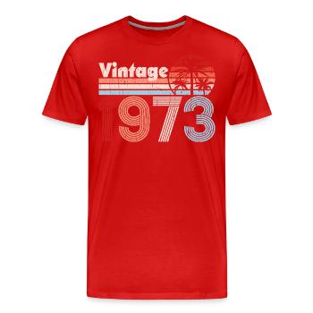 Vintage 1973 Palmen Retro Geburtstag - Männer Premium Bio T-Shirt - Rot - Vorne - Damien (186cm)