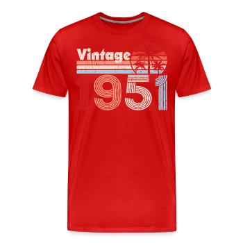 Vintage 1951 Palmiers Rétro Anniversaire - T-shirt bio Premium Homme - rouge - Devant - Damien (186cm)