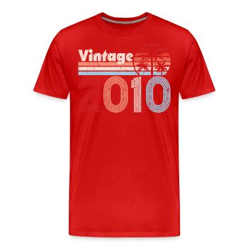 Millésime 2010 Palmiers Rétro Anniversaire - T-shirt bio Premium Homme - rouge - Devant - Damien (186cm)