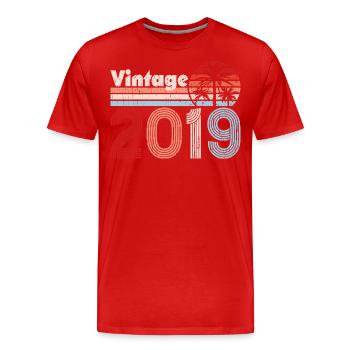 Millésime 2019 Palmiers Rétro Anniversaire - T-shirt bio Premium Homme - rouge - Devant - Damien (186cm)