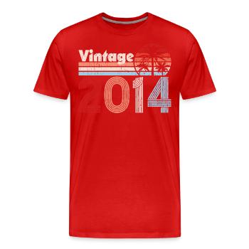 Millésime 2014 Palmiers Rétro Anniversaire - T-shirt bio Premium Homme - rouge - Devant - Damien (186cm)