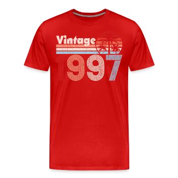 Vintage 1997 Palmen Retro Geburtstag - Männer Premium Bio T-Shirt - Rot - Vorne - Damien (186cm)