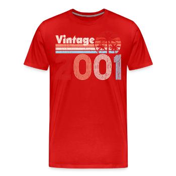 Vintage 2001 Palmen Retro Geburtstag - Männer Premium Bio T-Shirt - Rot - Vorne - Damien (186cm)