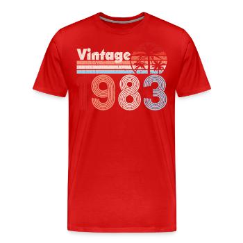 Vintage 1983 Palmen Retro Geburtstag - Männer Premium Bio T-Shirt - Rot - Vorne - Damien (186cm)
