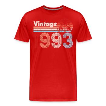 Vintage 1993 Palmen Retro Geburtstag - Männer Premium Bio T-Shirt - Rot - Vorne - Damien (186cm)