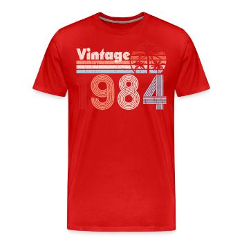 Vintage 1984 Palmen Retro Geburtstag - Männer Premium Bio T-Shirt - Rot - Vorne - Damien (186cm)