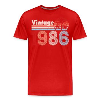 Millésime 1986 Palmiers Rétro Anniversaire - T-shirt bio Premium Homme - rouge - Devant - Damien (186cm)