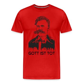 Dieu est mort Friedrich Nietzsche, Zarathoustra - T-shirt bio Premium Homme - rouge - Devant - Damien (186cm)