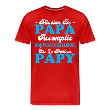 Nouveau Challenge Être Le Meilleur Papy - T-shirt bio Premium Homme - rouge - Devant - Damien (186cm)